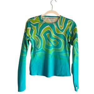 Orlebar Brown x Emilio Pucci Rash Guard Long Sleeve Swim Top Green Turquoise M
